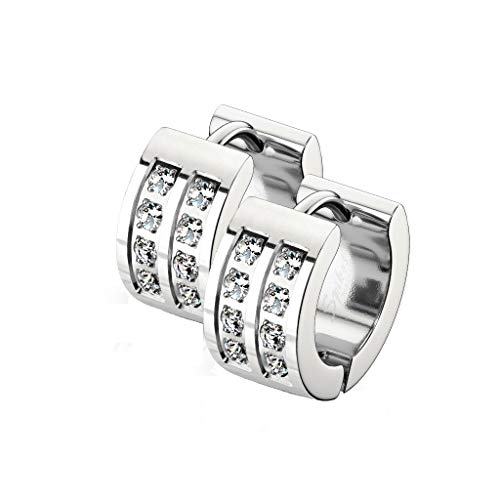 beyoutifulthings 1 Paar Damen Ohringe CREOLE 8 Zirkonia Clear Ohr-ringe Ohr-stecker Chirurgenstahl Silber 7mm von beyoutifulthings