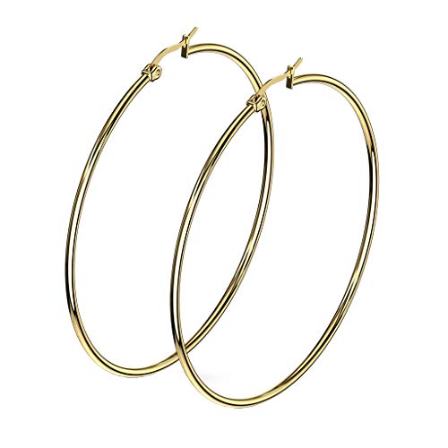 beyoutifulthings 1 Paar Damen Ohringe CREOLEN Ohr-ringe Ohr-stecker Chirurgenstahl Gold 65mm von beyoutifulthings