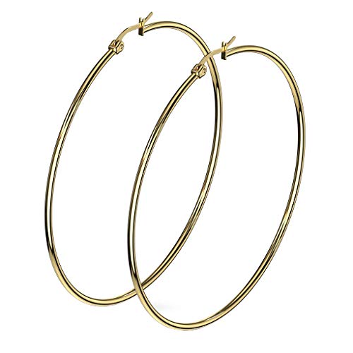 beyoutifulthings 1 Paar Damen Ohringe CREOLEN Ohr-ringe Ohr-stecker Chirurgenstahl Gold 70mm von beyoutifulthings