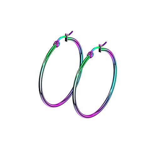 beyoutifulthings 1 Paar Damen Ohringe CREOLEN Ohr-ringe Ohr-stecker Chirurgenstahl Regenbogen 40mm von beyoutifulthings