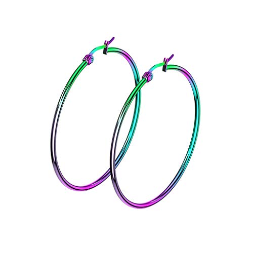 beyoutifulthings 1 Paar Damen Ohringe CREOLEN Ohr-ringe Ohr-stecker Chirurgenstahl Regenbogen 50mm von beyoutifulthings