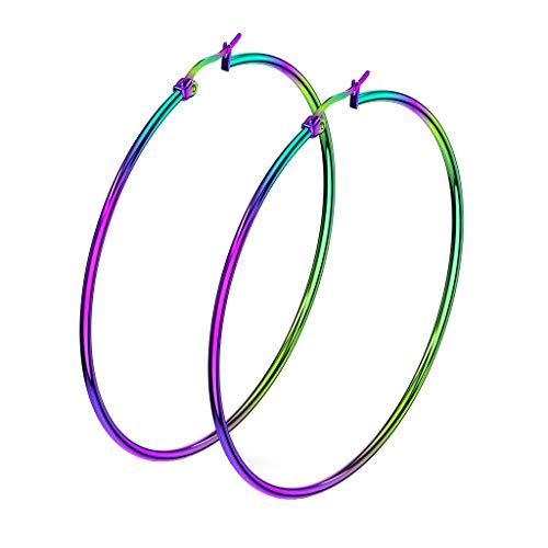 beyoutifulthings 1 Paar Damen Ohringe CREOLEN Ohr-ringe Ohr-stecker Chirurgenstahl Regenbogen 65mm von beyoutifulthings