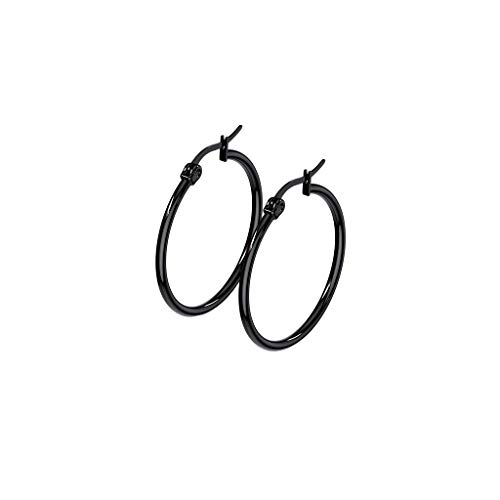 beyoutifulthings 1 Paar Damen Ohringe CREOLEN Ohr-ringe Ohr-stecker Chirurgenstahl Schwarz 15mm von beyoutifulthings