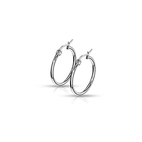 beyoutifulthings 1 Paar Damen Ohringe CREOLEN Ohr-ringe Ohr-stecker Chirurgenstahl Silber 20mm von beyoutifulthings