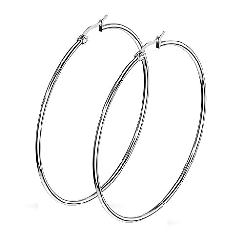 beyoutifulthings 1 Paar Damen Ohringe CREOLEN Ohr-ringe Ohr-stecker Chirurgenstahl Silber 25mm von beyoutifulthings