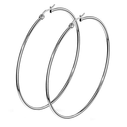 beyoutifulthings 1 Paar Damen Ohringe CREOLEN Ohr-ringe Ohr-stecker Chirurgenstahl Silber 35mm von beyoutifulthings