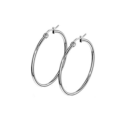 beyoutifulthings 1 Paar Damen Ohringe CREOLEN Ohr-ringe Ohr-stecker Chirurgenstahl Silber 40mm von beyoutifulthings