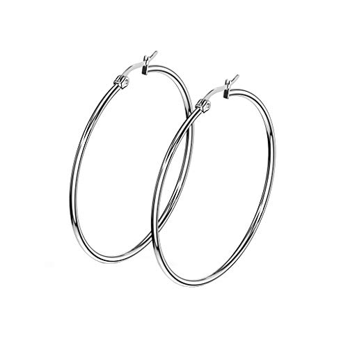 beyoutifulthings 1 Paar Damen Ohringe CREOLEN Ohr-ringe Ohr-stecker Chirurgenstahl Silber 50mm von beyoutifulthings