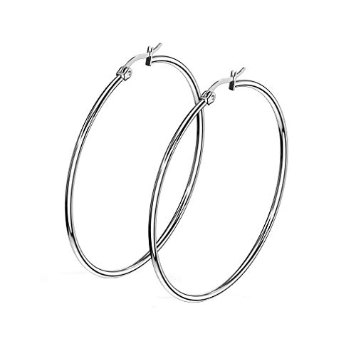 beyoutifulthings 1 Paar Damen Ohringe CREOLEN Ohr-ringe Ohr-stecker Chirurgenstahl Silber 55mm von beyoutifulthings