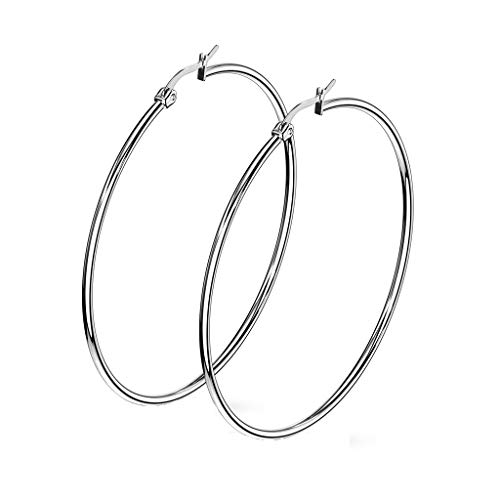 beyoutifulthings 1 Paar Damen Ohringe CREOLEN Ohr-ringe Ohr-stecker Chirurgenstahl Silber 60mm von beyoutifulthings