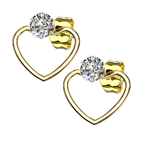 beyoutifulthings 1 Paar Damen Ohringe HERZ ZIRKONIA Ohr-ringe Set Ohr-stecker Chirurgenstahl Gold Clear von beyoutifulthings