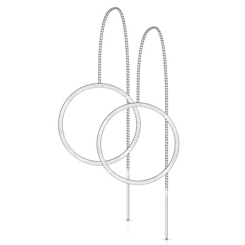 beyoutifulthings 1 Paar Damen Ohrring Durchzieher Anhänger Offener Kreis Ohr-ringe Ohr-stecker Ohring Chirurgenstahl Silber von beyoutifulthings