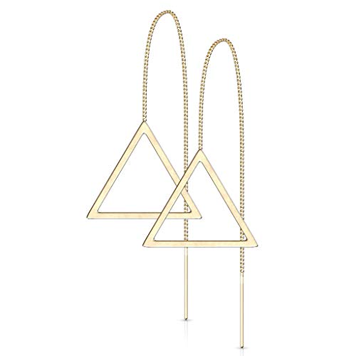 beyoutifulthings 1 Paar Damen Ohrring Durchzieher Anhänger Offenes Dreieck Ohr-ringe Ohr-stecker Ohring Chirurgenstahl Gold von beyoutifulthings