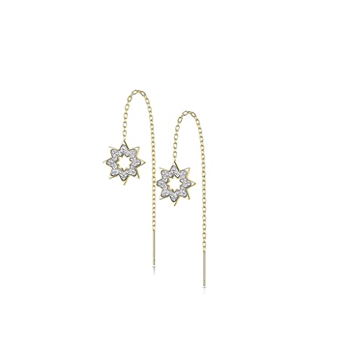 beyoutifulthings 1 Paar Damen Ohrringe Durchzieher Kristall Pavé Clear Schneeflocke Anhänger Ohr-ringe Ohr-stecker Ohring Chirurgenstahl Gold von beyoutifulthings