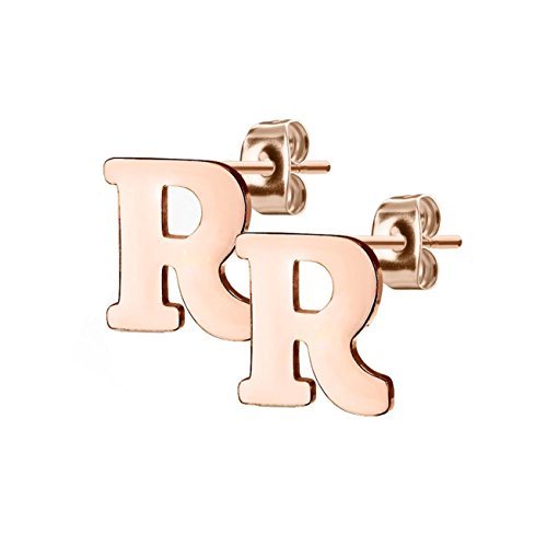 beyoutifulthings 1 Paar Ohr-stecker BUCHSTABE R INITIALEN Ohringe Ohr-ringe Schmuck Set Edelstahl Roségold von beyoutifulthings