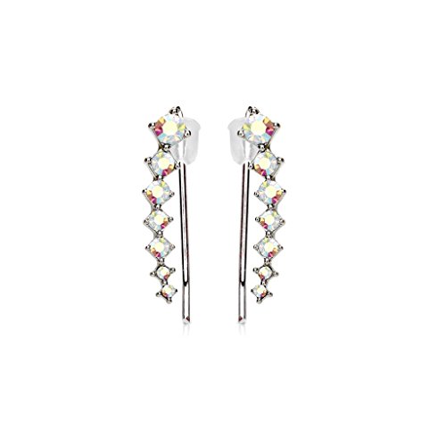 beyoutifulthings 1 Paar Ohrklemmen KRISTALLBOGEN 19 x 3mm Set Ohringe Ohr-ringe Ohr-clip Ohr-stecker Chirurgenstahl Silber Gold Roségold viele Farben von beyoutifulthings