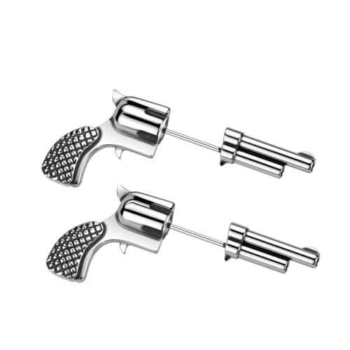 beyoutifulthings 1 Paar Unisex Ohr-Stecker Pistole Silber Steg 8-mm Edelstahl Damen-Ohrringe Herren-Ohrringe Ohr-ringe Ohringe von beyoutifulthings