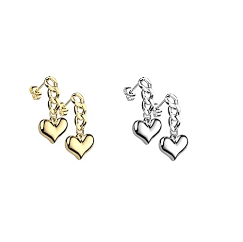 beyoutifulthings 2er Set Damen Ohr-Stecker Ketten-Glieder Herz Anhänger Ohr-ringe Ohr-hänger Ohringe Silber Gold beyoutifulthings 2er Set Damen Ohr-Stecker Ketten-Glieder Herz Anhänger Ohr-ringe Ohr-hänger Ohringe Silber Gold von beyoutifulthings