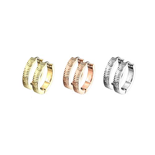 beyoutifulthings 3 Paar Damen Ohringe CREOLEN geschwungene Bögen Ohr-ringe Ohr-stecker Chirurgenstahl Gold Silber Roségold 15mm von beyoutifulthings