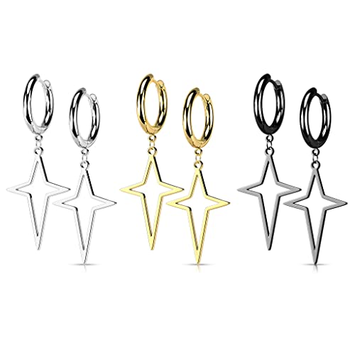 beyoutifulthings 3er Set Damen Creolen Ohr-Hänger Stern-Anhänger Ohr-ringe Ohr-stecker Ohringe Silber Gold Schwarz beyoutifulthings 3er Set Damen Creolen Ohr-Hänger Stern-Anhänger Ohr-ringe Ohr-stecker Ohringe Silber Gold Schwarz von beyoutifulthings
