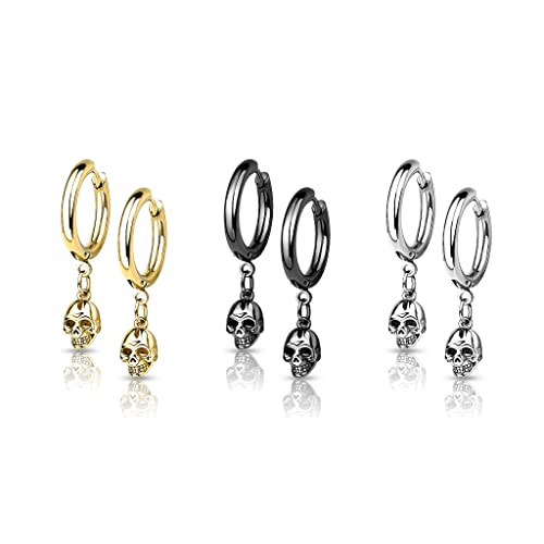 beyoutifulthings 3er Set Damen Creolen Ohr-Hänger Totenkopf-Anhänger Ohr-ringe Ohr-stecker Ohringe Silber Gold Schwarz beyoutifulthings 3er Set Damen Creolen Ohr-Hänger Totenkopf-Anhänger Ohr-ringe Ohr-stecker Ohringe Silber Gold Schwarz von beyoutifulthings