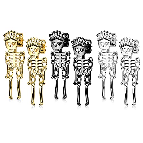 beyoutifulthings 3er Set Damen Ohringe Skelett Anhänger Ohr-stecker Ohr-ringe Silber Gold Schwarz beyoutifulthings 3er Set Damen Ohringe Skelett Anhänger Ohr-stecker Ohr-ringe Silber Gold Schwarz von beyoutifulthings