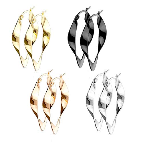 beyoutifulthings 4 Paar Damen Ohringe SET verdrehte CREOLEN OVALES-DESIGN Ohr-ringe Ohr-stecker Chirurgenstahl Multicolor beyoutifulthings 4 Paar Damen Ohringe SET verdrehte CREOLEN OVALES-DESIGN Ohr-ringe Ohr-stecker Chirurgenstahl Multicolor von beyoutifulthings