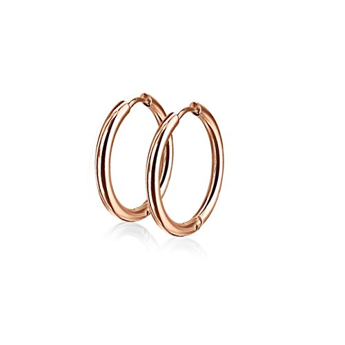 beyoutifulthings Damen 1 Paar Creolen Ohringe Ohr-ringe Set Ohr-stecker Edelstahl Chirurgenstahl Klickverschluss Seamless Line roségold 10mm von beyoutifulthings