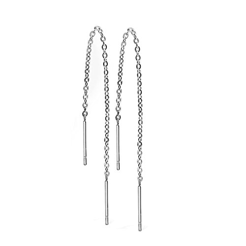 beyoutifulthings Damen 1 Paar Ohr-hänger lange hängende Ketten 2 Stäbe Durchzieher Ohringe Ohr-ringe Set Ohr-stecker Chirurgenstahl Silber Gold von beyoutifulthings