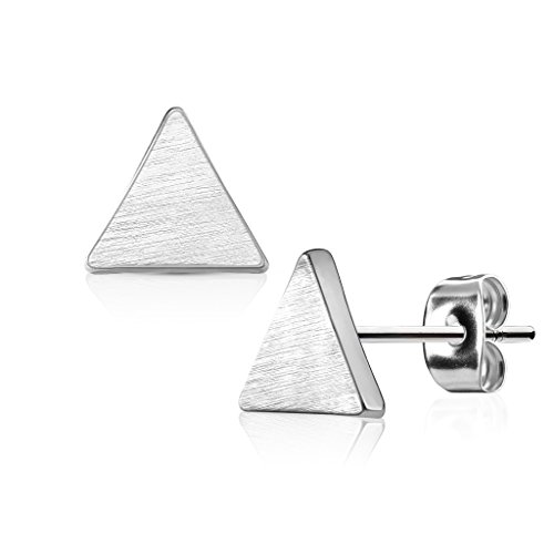 beyoutifulthings Damen 1 Paar Ohringe Ohrringe Set Stecker Edelstahl Chirurgenstahl Dreieck gebürstet silber von beyoutifulthings