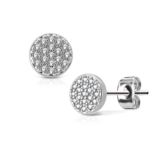 beyoutifulthings Damen 1 Paar Ohringe Ohrringe Set Stecker Edelstahl Chirurgenstahl Mikro Zirkonia Rund Round silber von beyoutifulthings