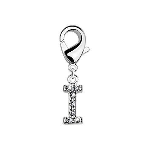 beyoutifulthings Damen Charm-Anhänger Buchstabe I Silber Zirkonia Clear Bettel-Armband Charm-träger Fuß-kettchen Hals-kette Chirurgenstahl von beyoutifulthings