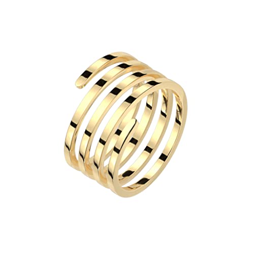 beyoutifulthings Damen-Ring Spiral-Design Gold Chirurgenstahl 11,1-mm breit Band-Ring Motiv-Ring Herren-Ring glänzend poliert 54 (17,2) von beyoutifulthings