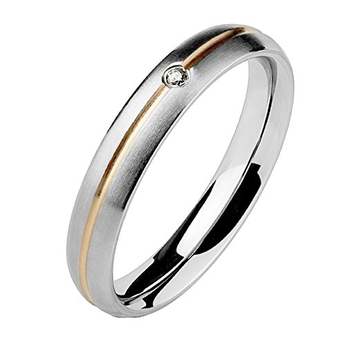 beyoutifulthings Linie Roségold ZIRKONIA Clear Band-Ring Chirurgenstahl 316L Verlobungs-Ring Partner-Ring Trau-Ring Silber 53(16.9) von beyoutifulthings