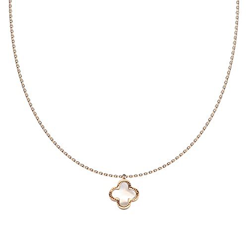 beyoutifulthings Hals-Kette Kleeblatt Anhänger Muschel Schwarz Enamel zweiseitig Damen-Halskette Schmuck Collier Edelstahl Roségold 410mm beyoutifulthings Hals-Kette Kleeblatt Anhänger Muschel Schwarz Enamel zweiseitig Damen-Halskette Schmuck Collier Edelstahl Roségold 410mm von beyoutifulthings