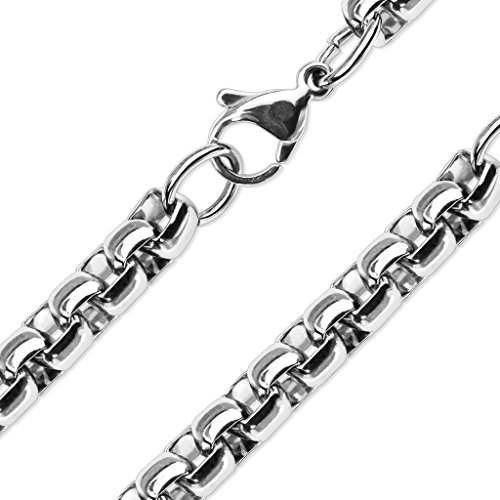 beyoutifulthings Hals-Kette Runde Box Damen-Halskette Herren-Halskette Schmuck Collier Edelstahl Silber Breite 6mm Länge 490mm von beyoutifulthings