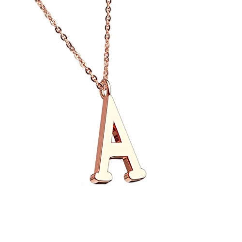 beyoutifulthings Halskette Anhänger BUCHSTABE A INITIALEN Kette Damen-Halskette Schmuck Collier Edelstahl Roségold von beyoutifulthings