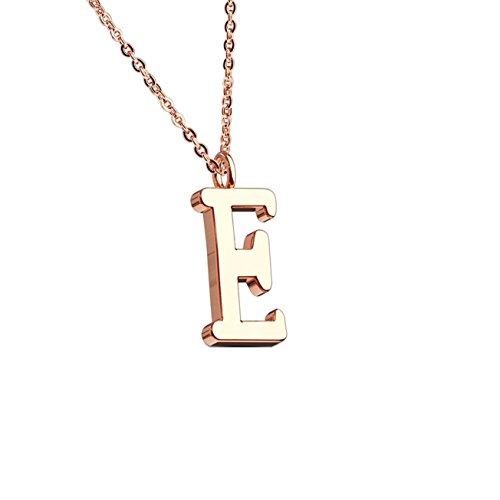 beyoutifulthings Halskette Anhänger BUCHSTABE E INITIALEN Kette Damen-Halskette Schmuck Collier Edelstahl Roségold von beyoutifulthings