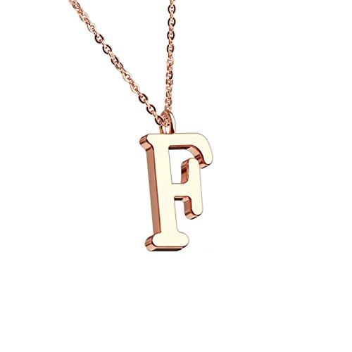 beyoutifulthings Halskette Anhänger BUCHSTABE F INITIALEN Kette Damen-Halskette Schmuck Collier Edelstahl Roségold von beyoutifulthings