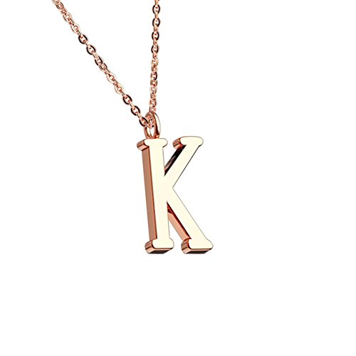 beyoutifulthings Halskette Anhänger BUCHSTABE K INITIALEN Kette Damen-Halskette Schmuck Collier Edelstahl Roségold von beyoutifulthings