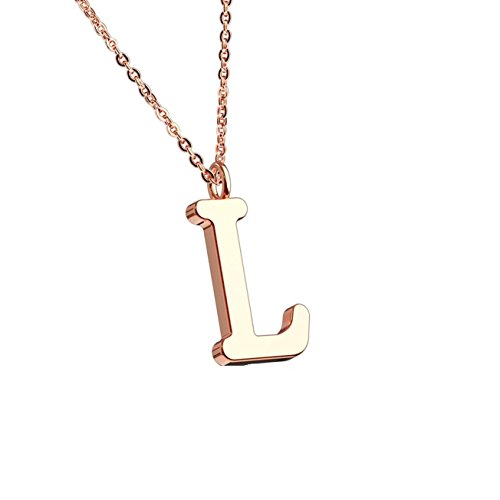 beyoutifulthings Halskette Anhänger BUCHSTABE L INITIALEN Kette Damen-Halskette Schmuck Collier Edelstahl Roségold von beyoutifulthings