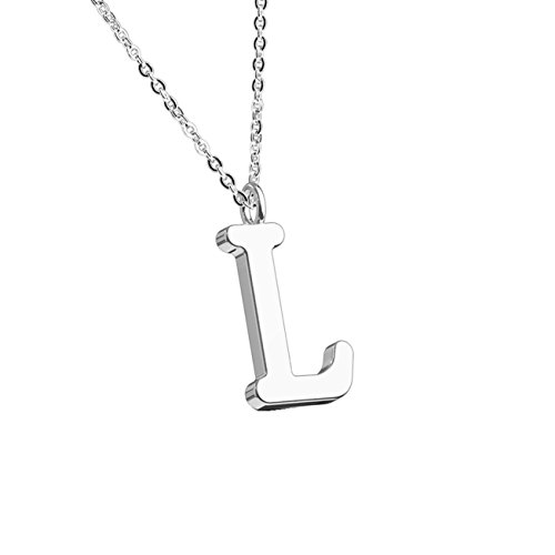 beyoutifulthings Halskette Anhänger BUCHSTABE L INITIALEN Kette Damen-Halskette Schmuck Collier Edelstahl Silber von beyoutifulthings