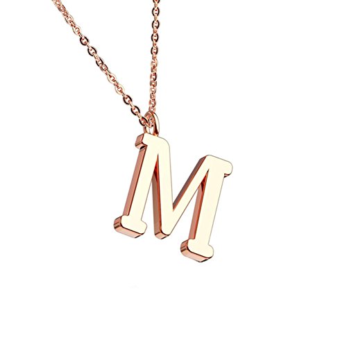 beyoutifulthings Halskette Anhänger BUCHSTABE M INITIALEN Kette Damen-Halskette Schmuck Collier Edelstahl Roségold von beyoutifulthings