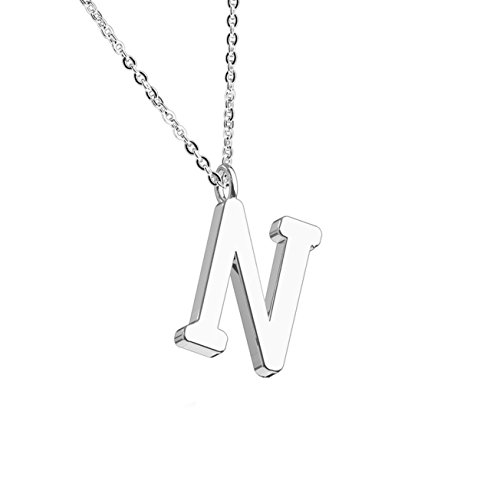 beyoutifulthings Halskette Anhänger BUCHSTABE N INITIALEN Kette Damen-Halskette Schmuck Collier Edelstahl Silber von beyoutifulthings