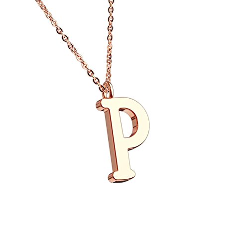 beyoutifulthings Halskette Anhänger BUCHSTABE P INITIALEN Kette Damen-Halskette Schmuck Collier Edelstahl Roségold von beyoutifulthings