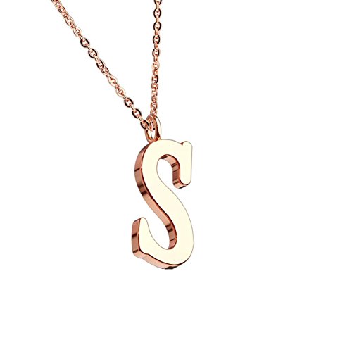 beyoutifulthings Halskette Anhänger BUCHSTABE S INITIALEN Kette Damen-Halskette Schmuck Collier Edelstahl Roségold von beyoutifulthings