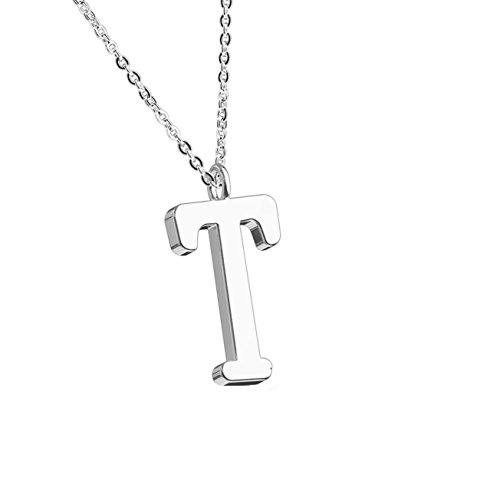 beyoutifulthings Halskette Anhänger BUCHSTABE T INITIALEN Kette Damen-Halskette Schmuck Collier Edelstahl Silber von beyoutifulthings