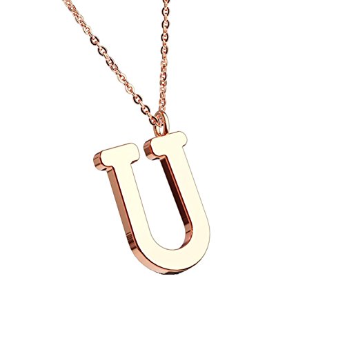 beyoutifulthings Halskette Anhänger BUCHSTABE U INITIALEN Kette Damen-Halskette Schmuck Collier Edelstahl Roségold von beyoutifulthings