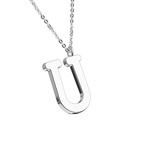 beyoutifulthings Halskette Anhänger BUCHSTABE U INITIALEN Kette Damen-Halskette Schmuck Collier Edelstahl Silber von beyoutifulthings