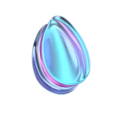 beyoutifulthings Ohr-Plug Tränen-Tropfen Lila Blau Changierend Glas Ohr-Piercing Ohr-Schmuck Tunnel Double Flare Sattel-Verschluss 19-mm von beyoutifulthings